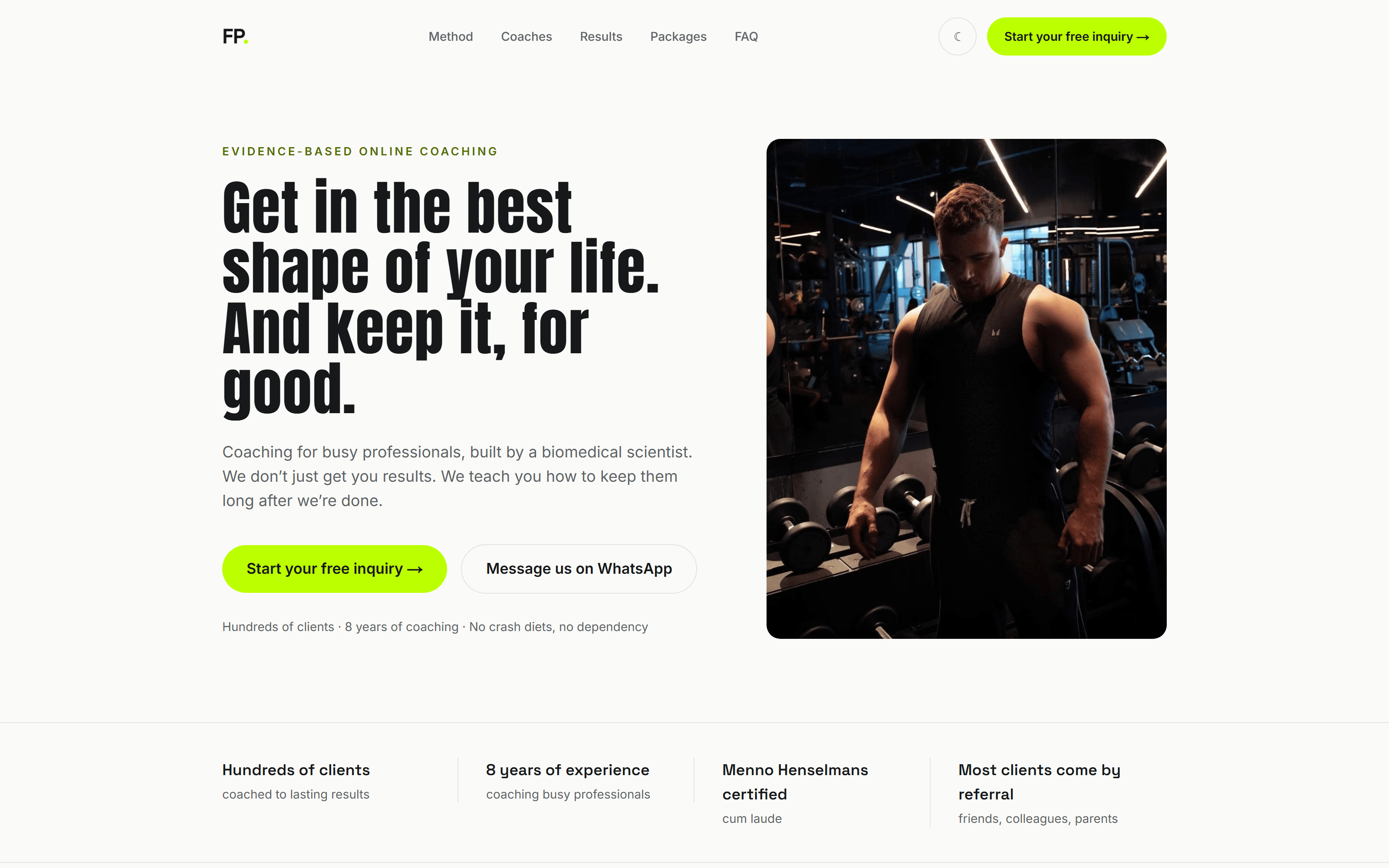 Full Potential Coaching website, home page on desktop